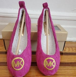 Michael Kors Jet Set Ballet Flat Fuschia Cable Kni